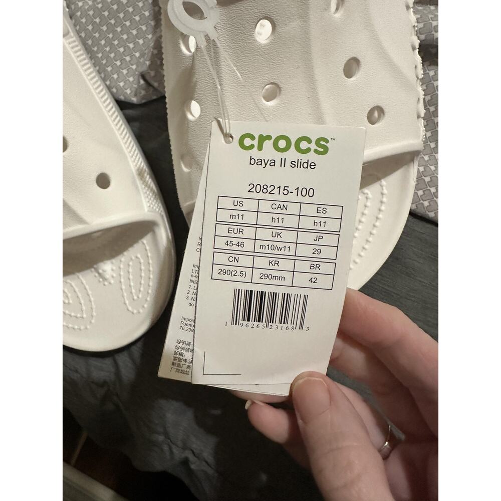 Crocs Baya II Slide Sandals Shoes Mens Size 11 Slip On White Comfort Casual - Picture 4 of 5